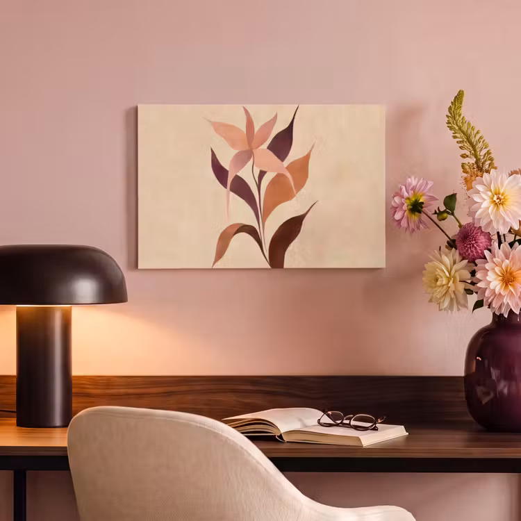 Canvas schilderij - Minimalistisch - Bloem - Bladeren - Beige — 4