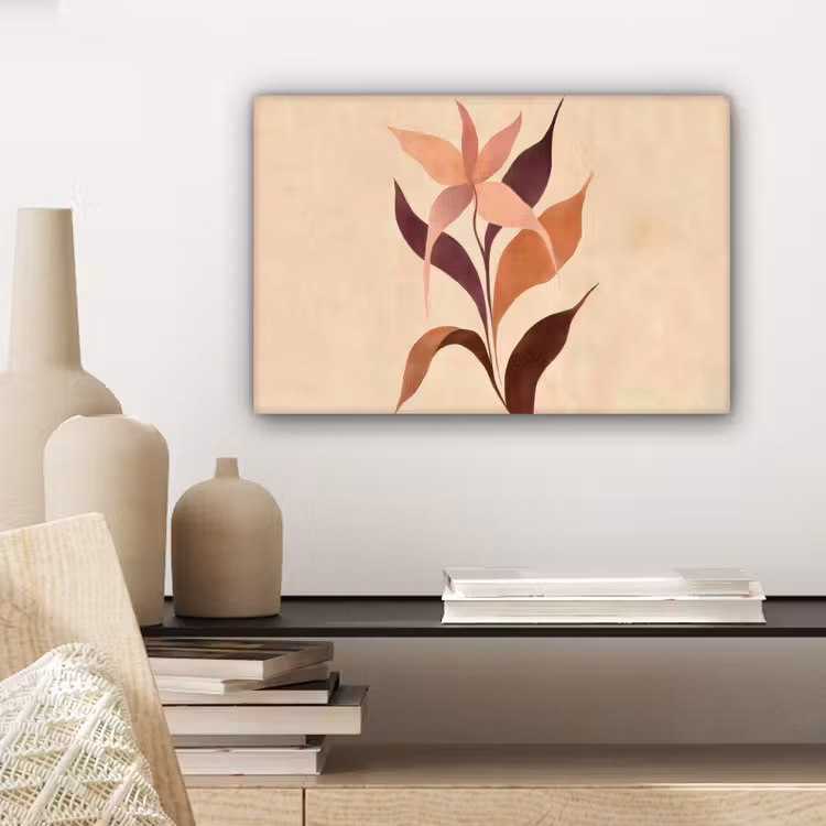 Canvas schilderij - Minimalistisch - Bloem - Bladeren - Beige — 5