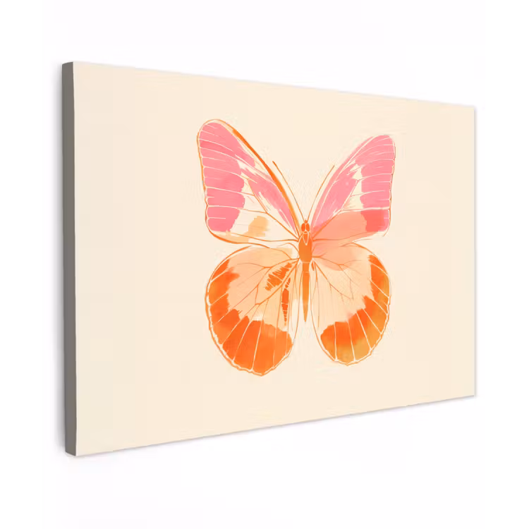 Canvas schilderij - Oranje - Vlinder - Minimalistisch — 1
