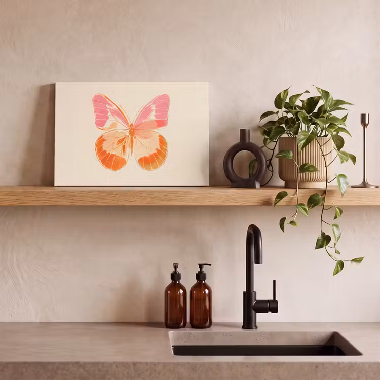Canvas schilderij - Oranje - Vlinder - Minimalistisch — 3