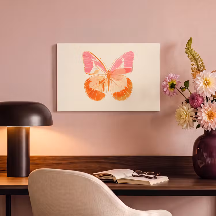 Canvas schilderij - Oranje - Vlinder - Minimalistisch — 4