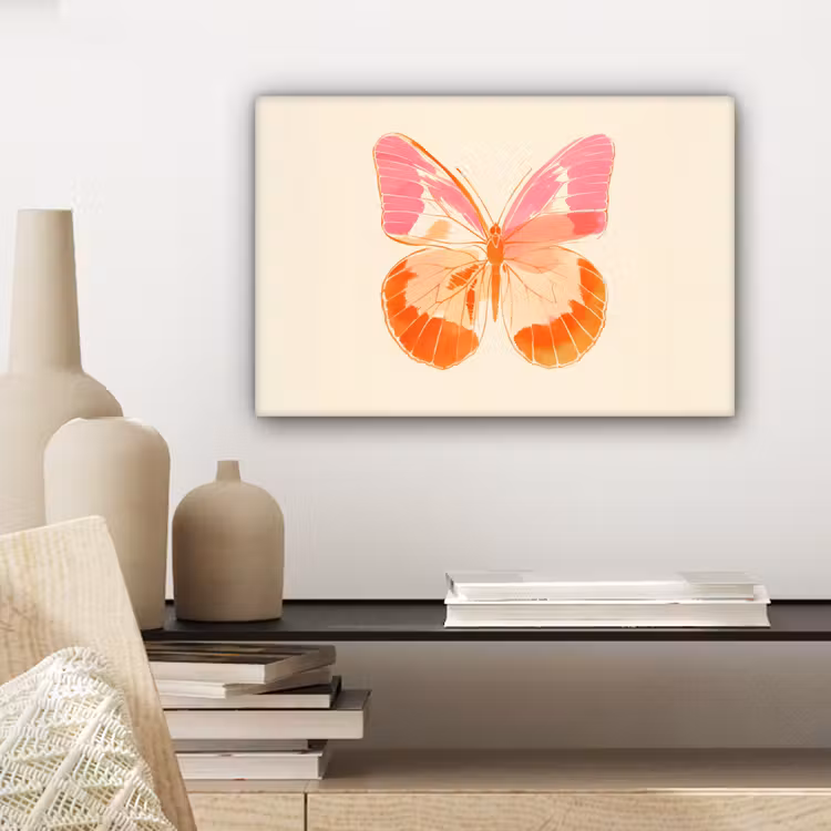 Canvas schilderij - Oranje - Vlinder - Minimalistisch — 5