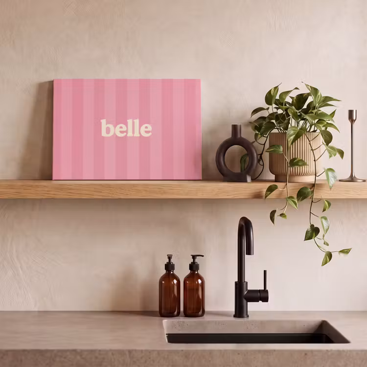 Canvas schilderij - Roze - Gestreept - Belle — 3