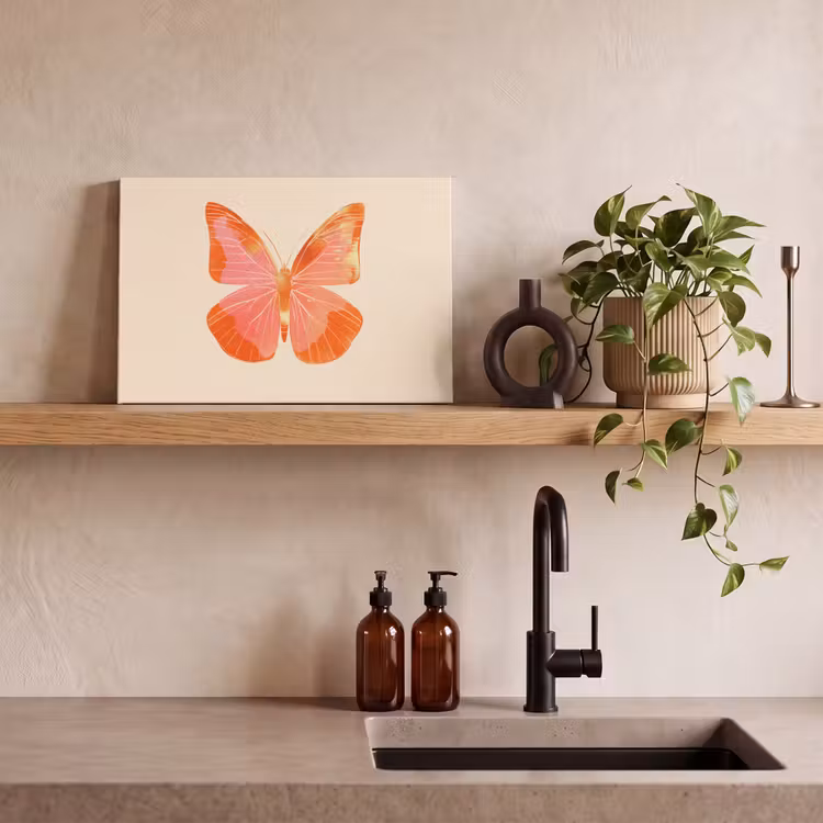Canvas schilderij - Vlinder - Minimalistisch - Roze — 3
