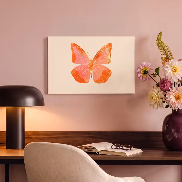 Canvas schilderij - Vlinder - Minimalistisch - Roze — 4