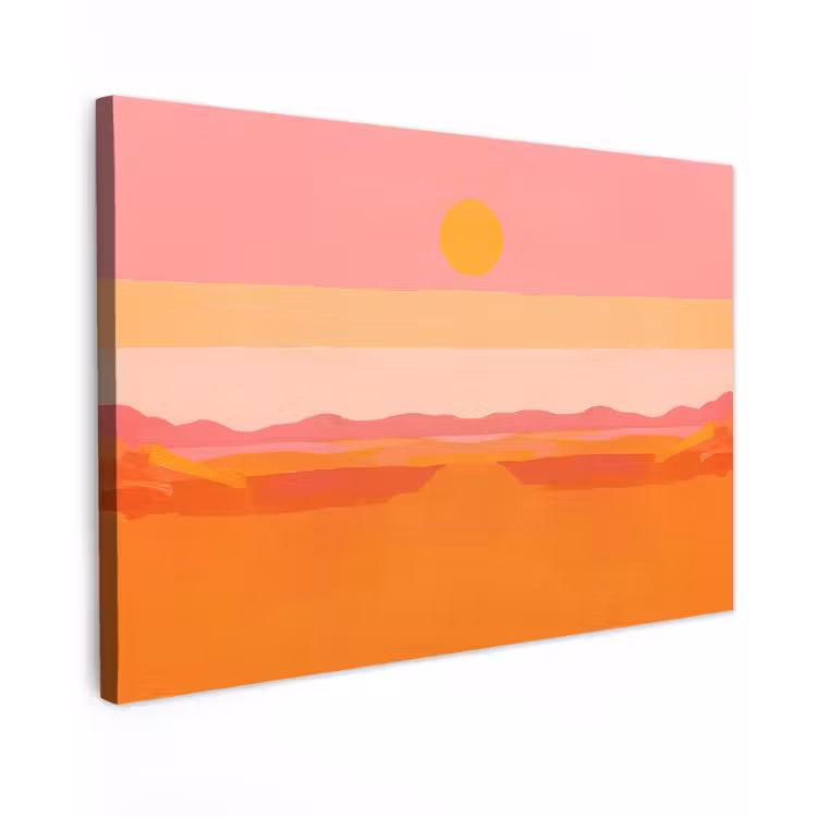 Canvas schilderij - Zon - Abstract - Landschap - Oranje — 1