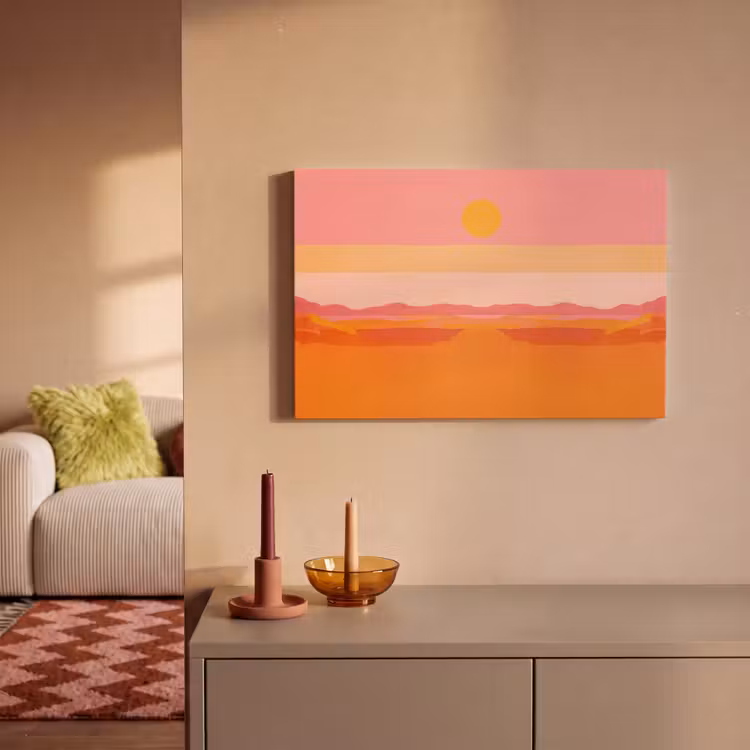 Canvas schilderij - Zon - Abstract - Landschap - Oranje — 2