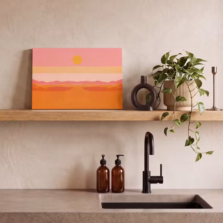 Canvas schilderij - Zon - Abstract - Landschap - Oranje — 3