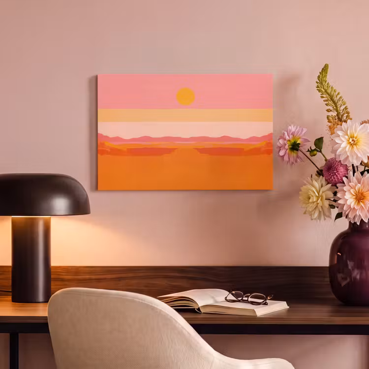 Canvas schilderij - Zon - Abstract - Landschap - Oranje — 4