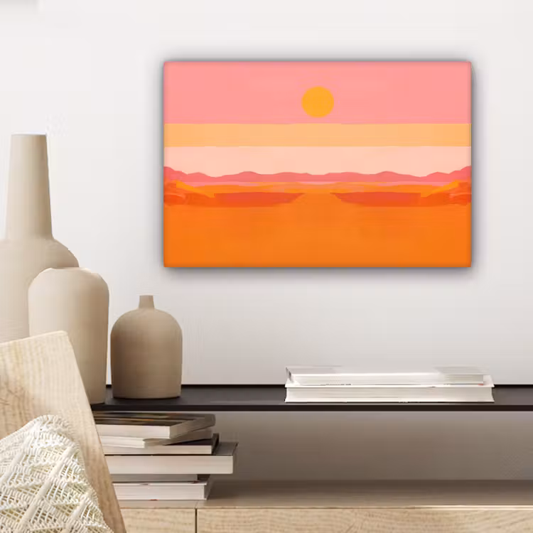 Canvas schilderij - Zon - Abstract - Landschap - Oranje — 5
