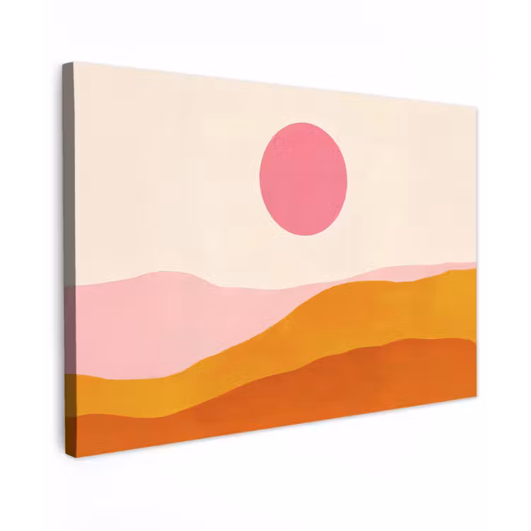 Canvas schilderij - Zon - Heuvels - Abstract - Roze — 1