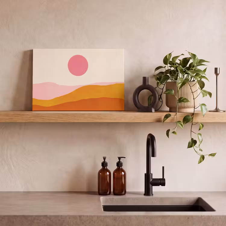 Canvas schilderij - Zon - Heuvels - Abstract - Roze — 3