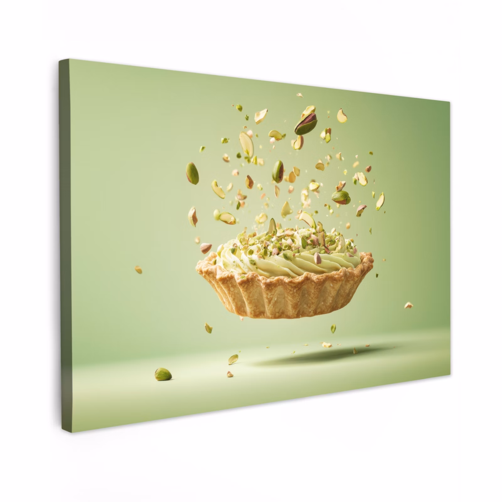 Canvas schilderij - Pistache - Taart - Noten - Eten — 1