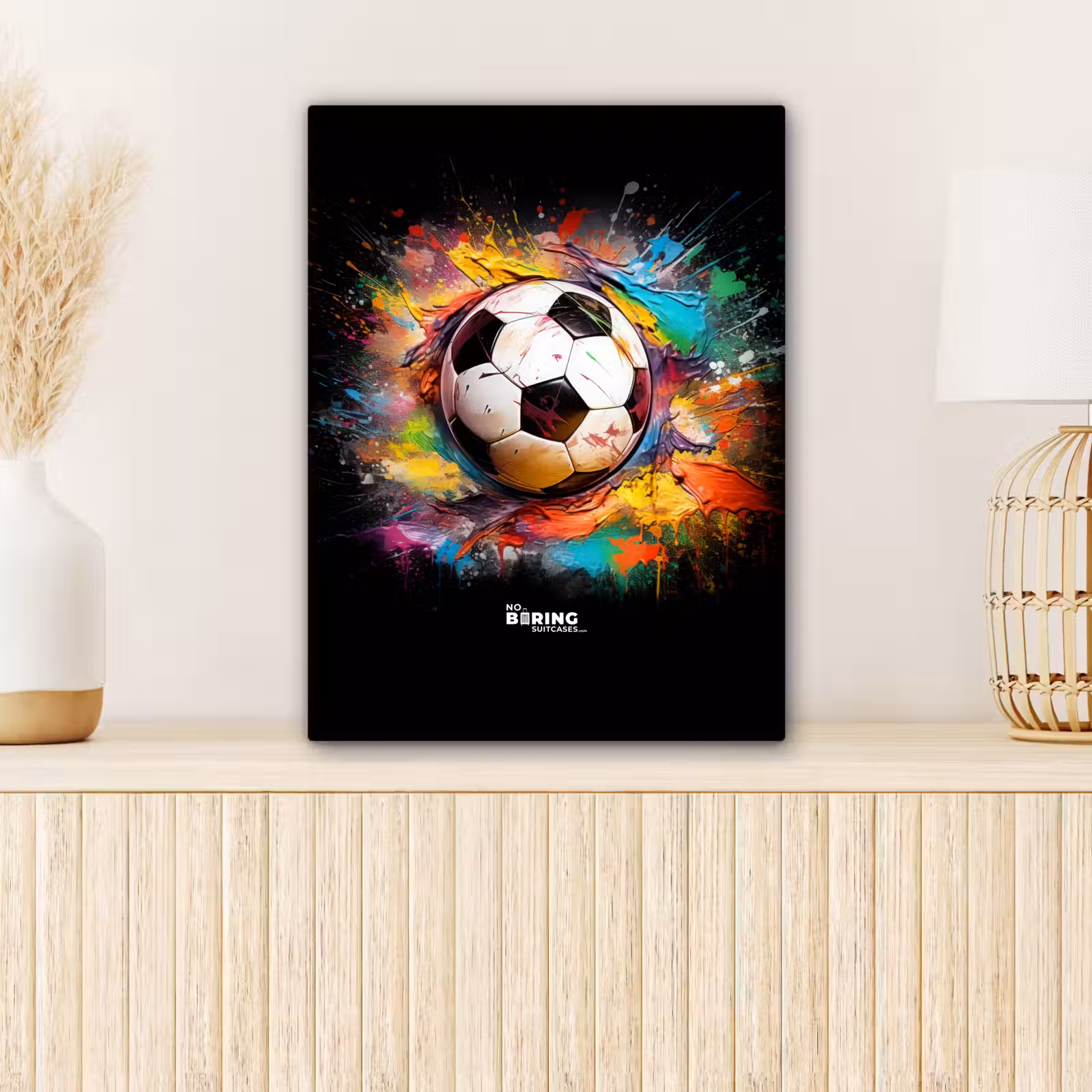 Canvas schilderij - Voetbal omringd door verfklodders — 1