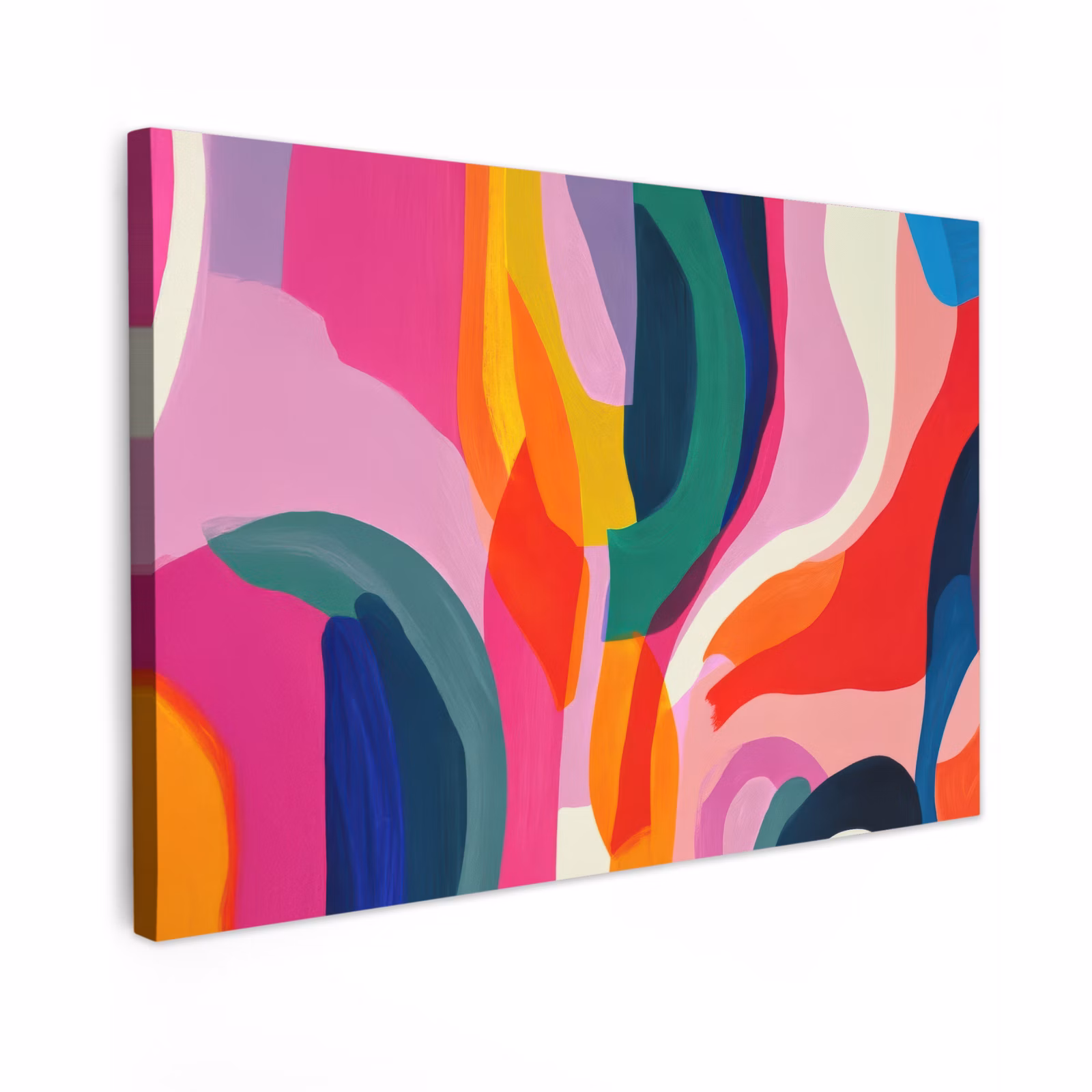 Canvas schilderij - Vormen - Golvend - Abstract - Felroze — 1