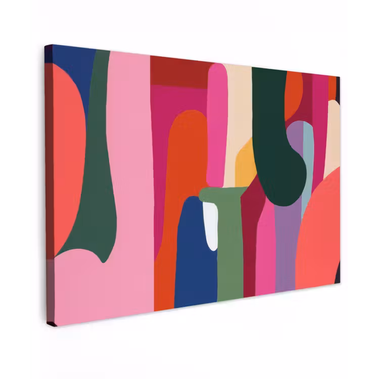 Canvas schilderij - Kleurvakken - Recht - Rond - Abstract — 1
