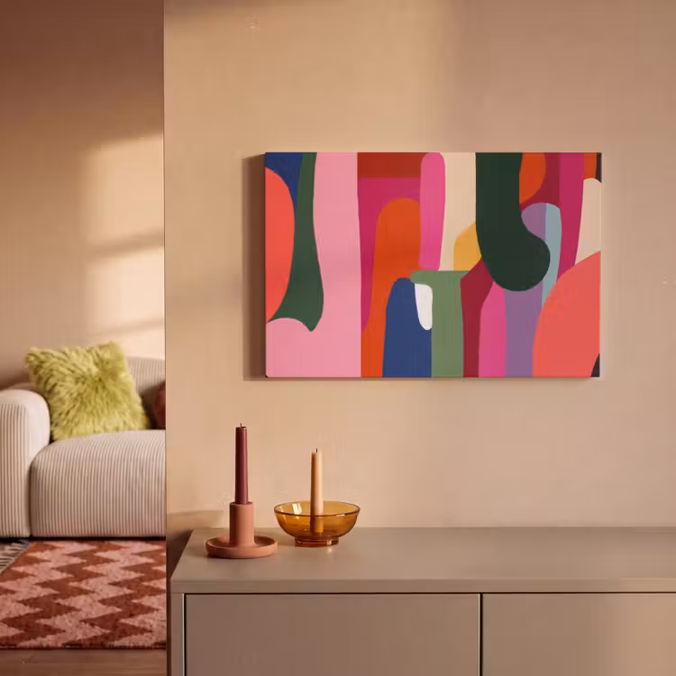 Canvas schilderij - Kleurvakken - Recht - Rond - Abstract — 2