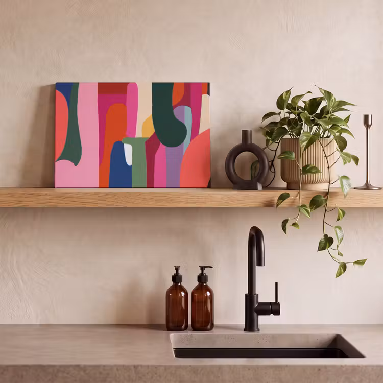Canvas schilderij - Kleurvakken - Recht - Rond - Abstract — 3