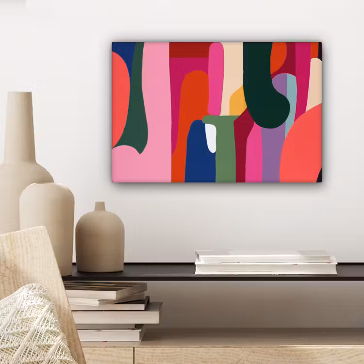 Canvas schilderij - Kleurvakken - Recht - Rond - Abstract — 5