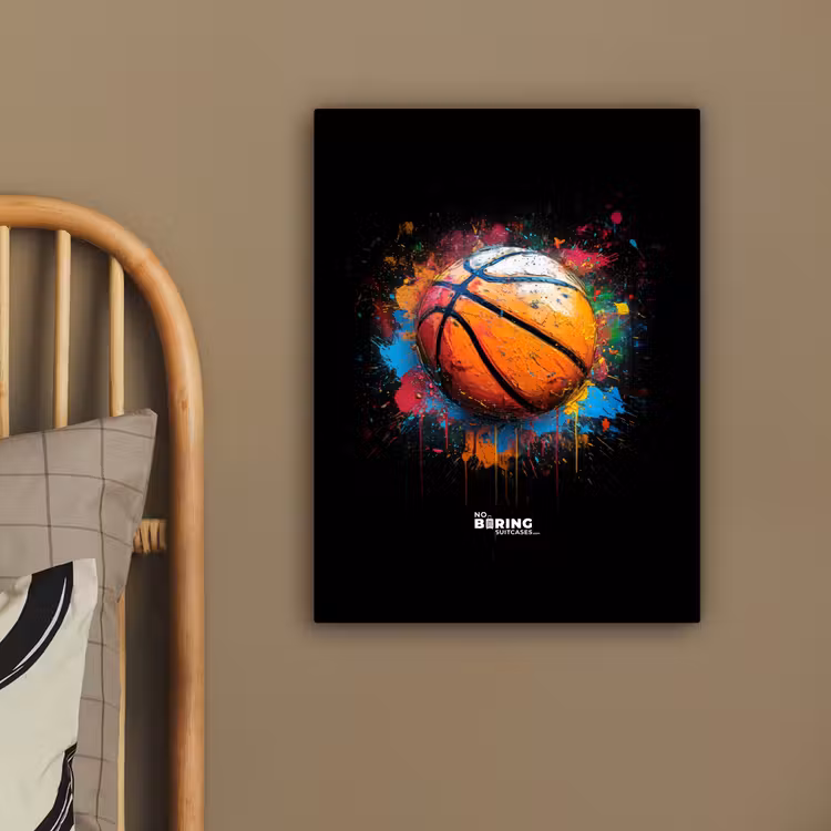 Canvas schilderij - Oranje basketbal te midden van verfspetters — 4