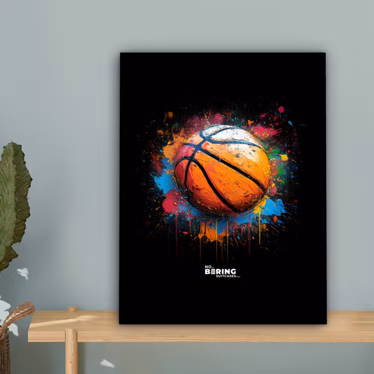 Canvas schilderij - Oranje basketbal te midden van verfspetters — 5