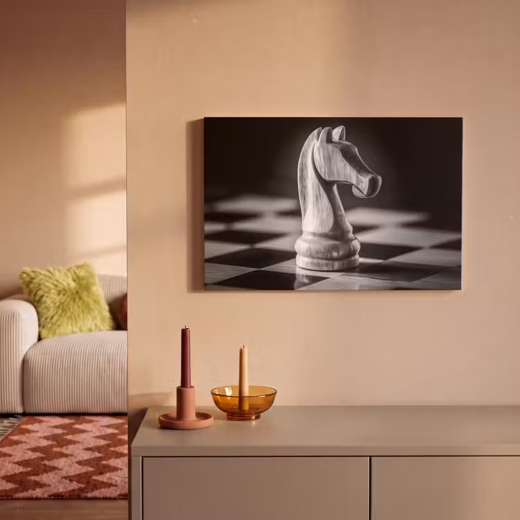 Canvas schilderij - Paard - Hout - Schaalbord - Zwart — 2