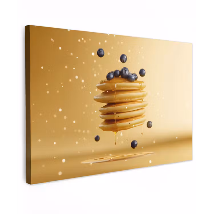 Canvas schilderij - Pannenkoeken - Eten - Honing - Geel — 1