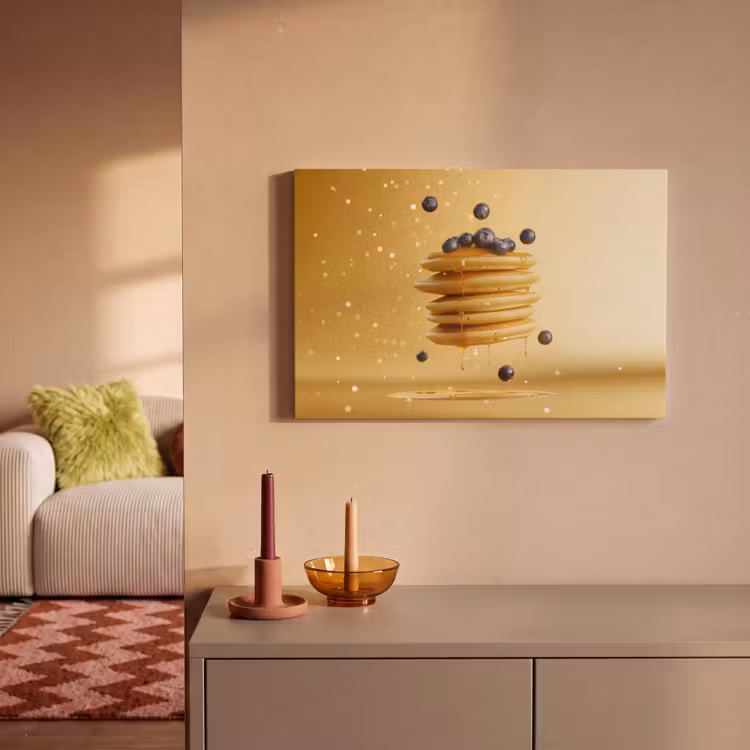 Canvas schilderij - Pannenkoeken - Eten - Honing - Geel — 2