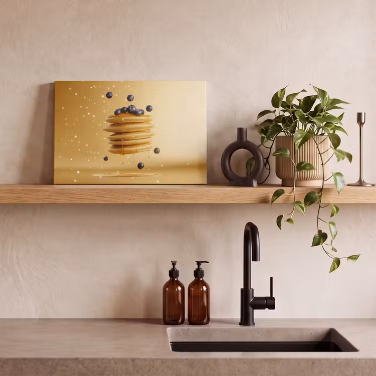 Canvas schilderij - Pannenkoeken - Eten - Honing - Geel — 3