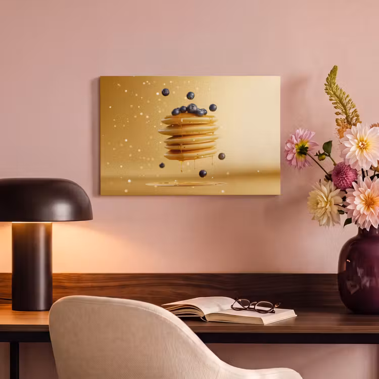Canvas schilderij - Pannenkoeken - Eten - Honing - Geel — 4