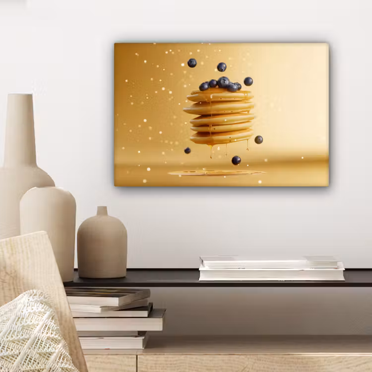 Canvas schilderij - Pannenkoeken - Eten - Honing - Geel — 5