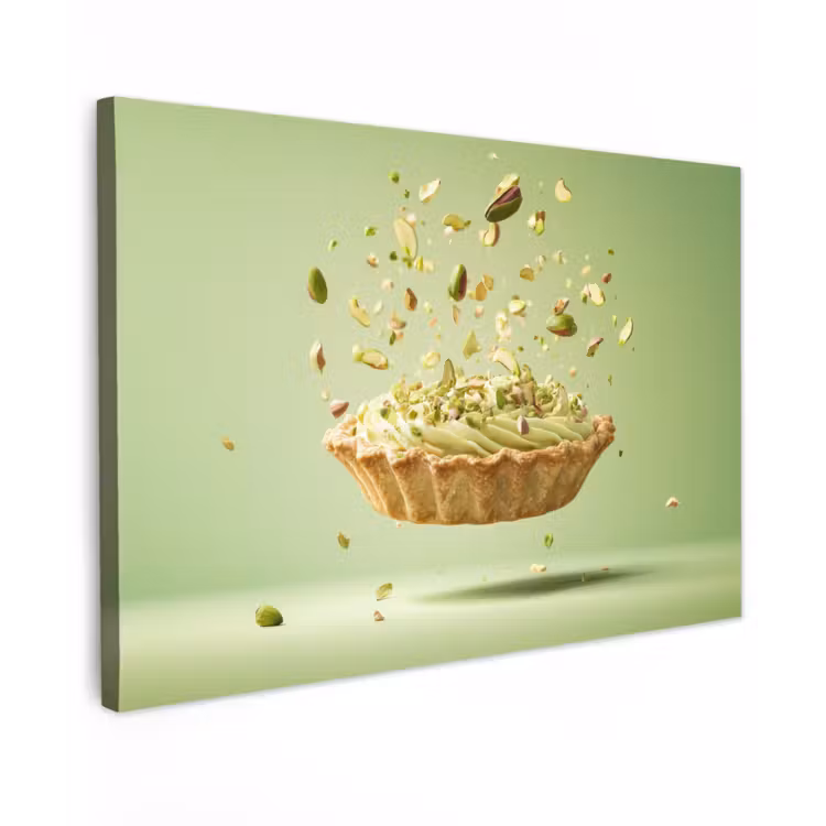 Canvas schilderij - Pistache - Taart - Noten - Eten — 1