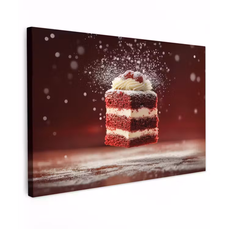 Canvas schilderij - Rode - Velvet - Taart - Eten — 1