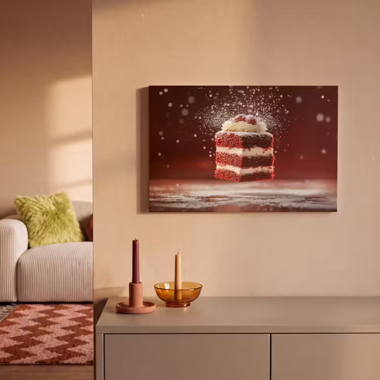 Canvas schilderij - Rode - Velvet - Taart - Eten — 2