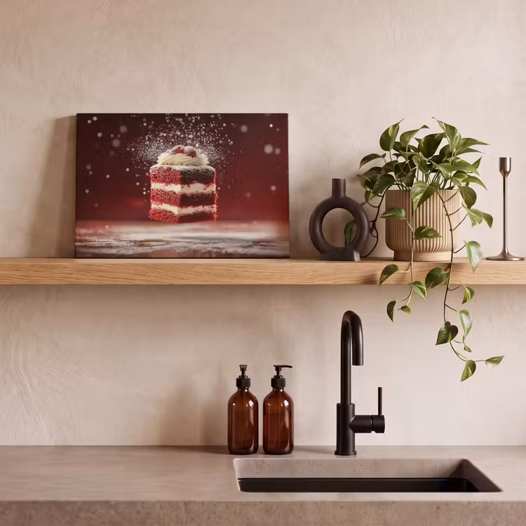 Canvas schilderij - Rode - Velvet - Taart - Eten — 3