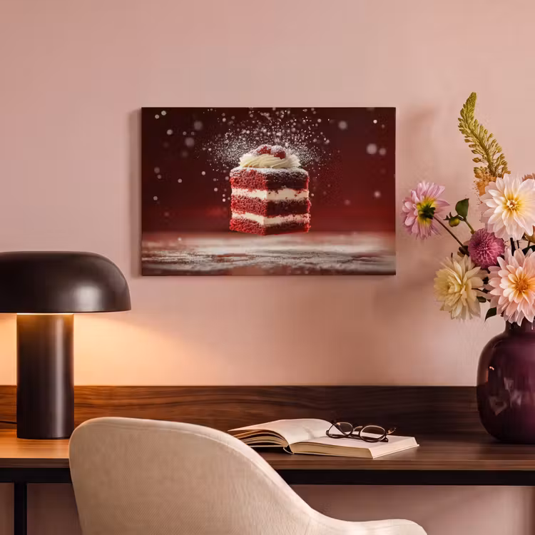 Canvas schilderij - Rode - Velvet - Taart - Eten — 4