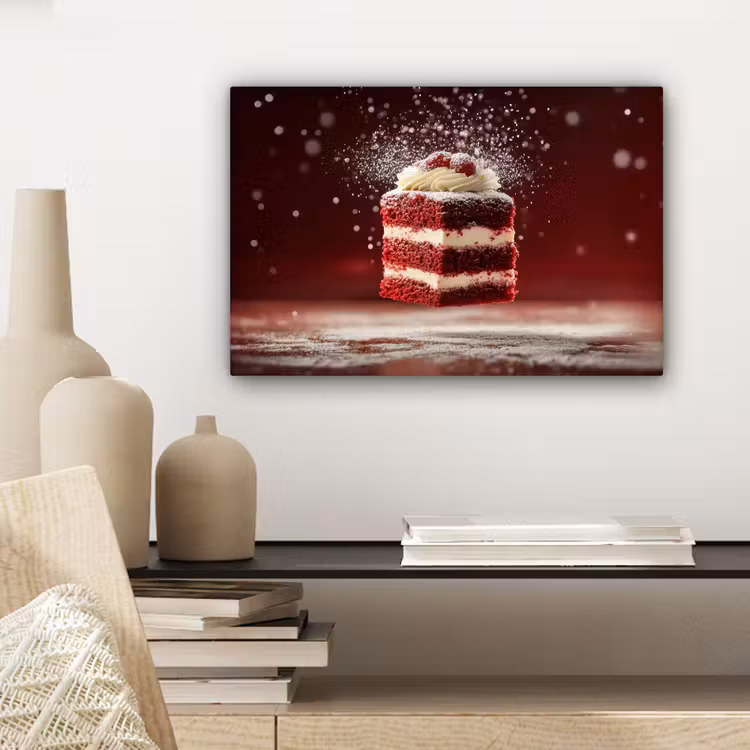 Canvas schilderij - Rode - Velvet - Taart - Eten — 5