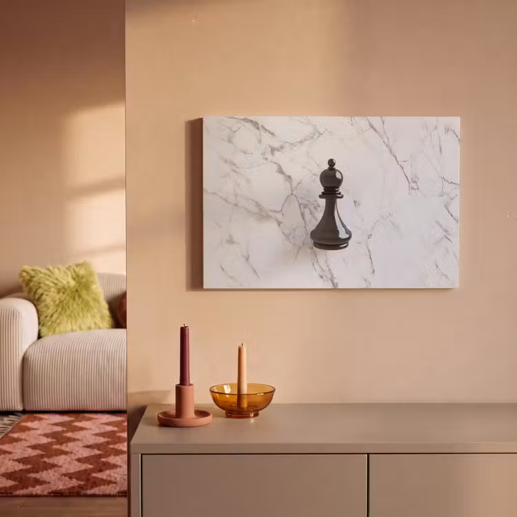 Canvas schilderij - Schaakstuk - Loper - Zwart - Marmer — 2