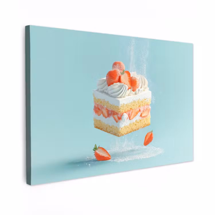 Canvas schilderij - Slagroom - Taart - Blauw - Eten — 1