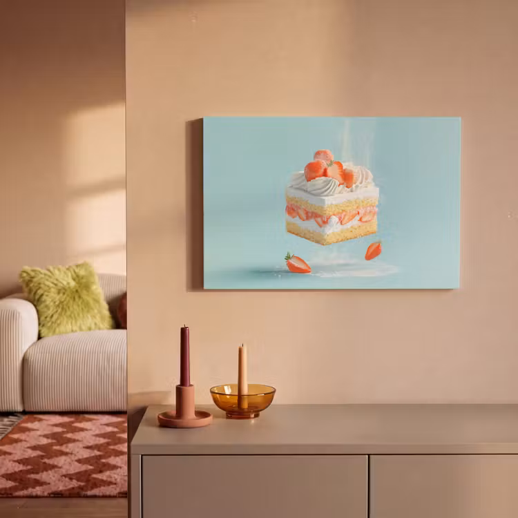 Canvas schilderij - Slagroom - Taart - Blauw - Eten — 2