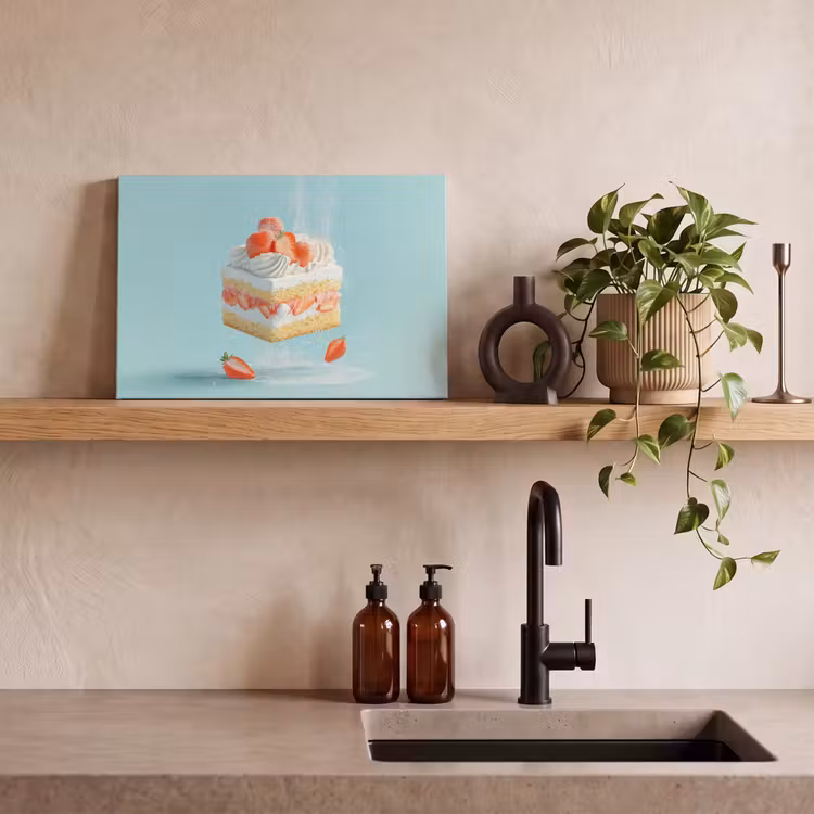 Canvas schilderij - Slagroom - Taart - Blauw - Eten — 3