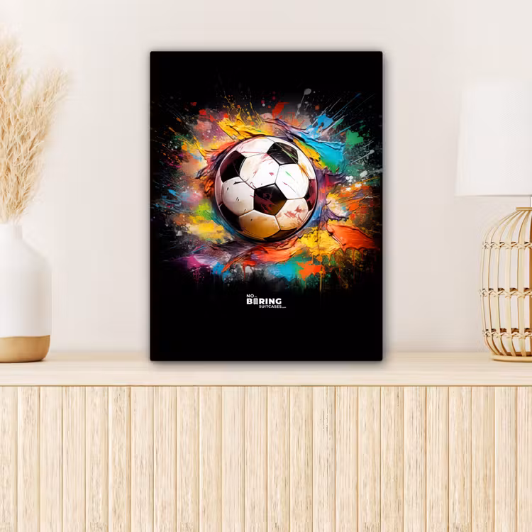 Canvas schilderij - Voetbal omringd door verfklodders — 1