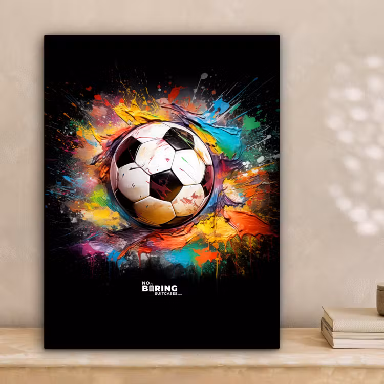 Canvas schilderij - Voetbal omringd door verfklodders — 3