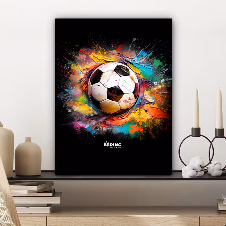Canvas schilderij - Voetbal omringd door verfklodders — 6