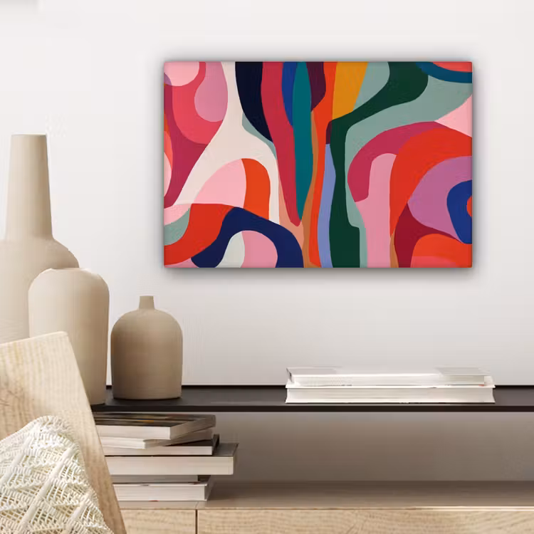 Canvas schilderij - Vormen - Bochten - Kleurrijk - Abstract — 5