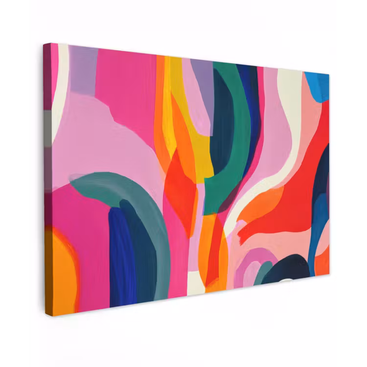 Canvas schilderij - Vormen - Golvend - Abstract - Felroze — 1