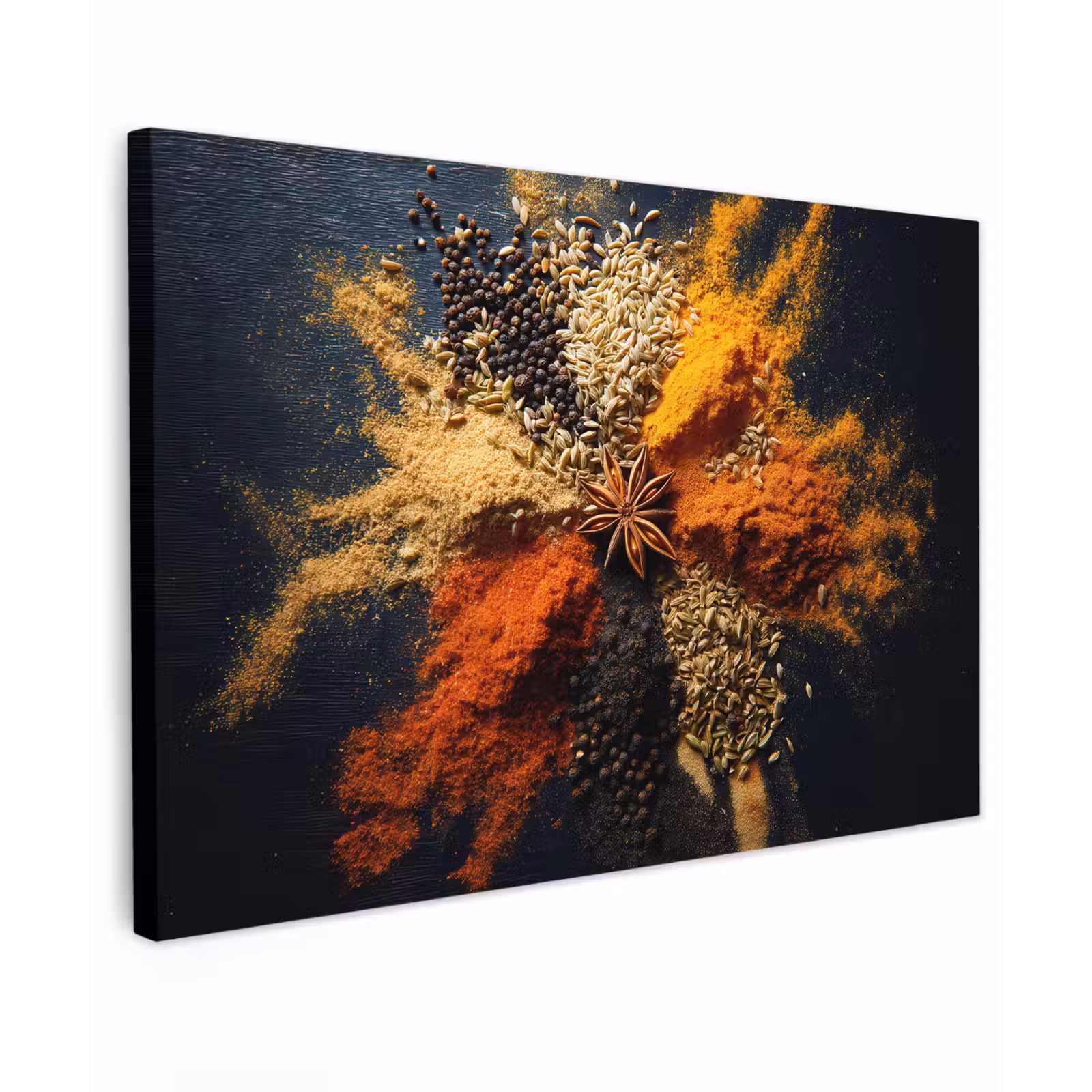 Canvas schilderij - Specerijen - Explosie - Oranje — 1