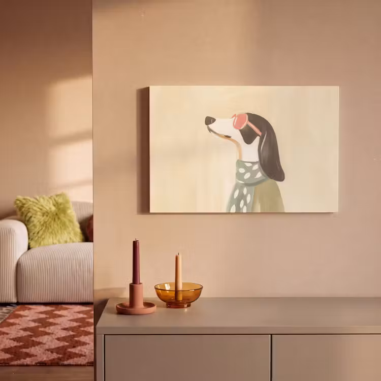 Canvas schilderij - Hond - Zonnebril - Sjaal — 2