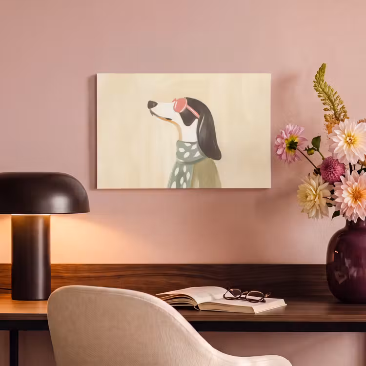 Canvas schilderij - Hond - Zonnebril - Sjaal — 4