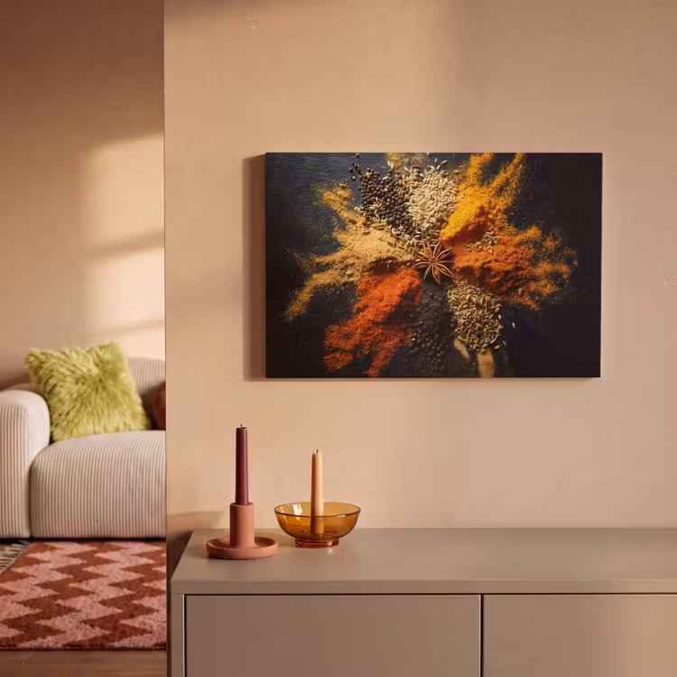Canvas schilderij - Specerijen - Explosie - Oranje — 2